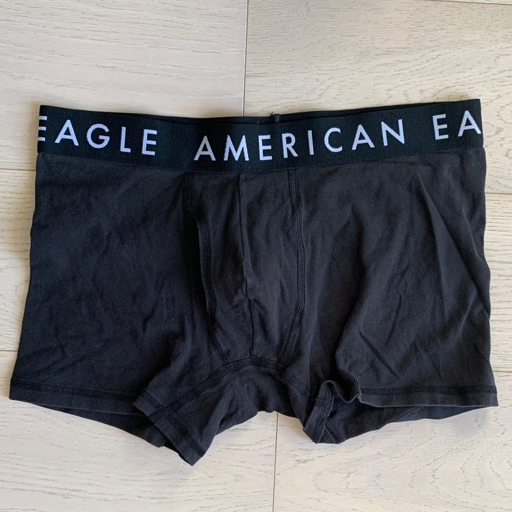 American Eagle Outfitters Black Boxer Briefs with White Logo Band